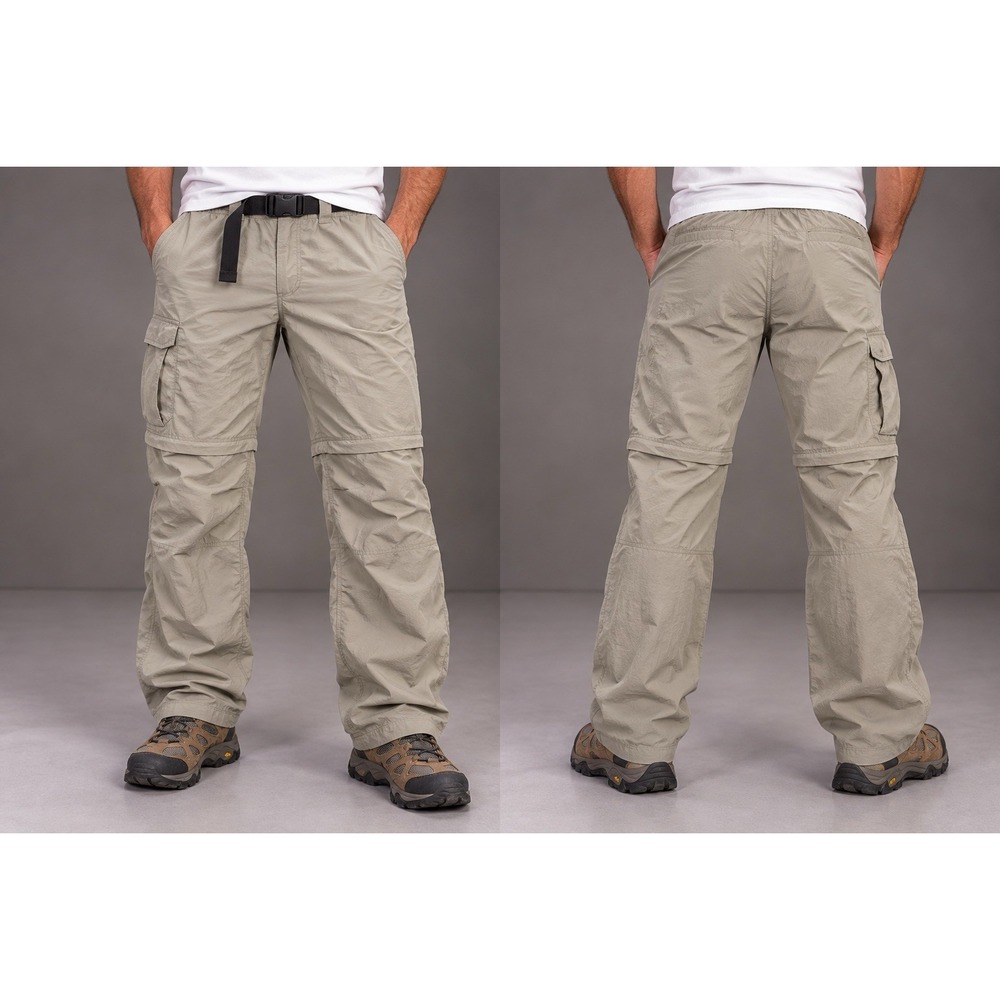REI Convertible Cargo Pants Mens Medium Beige Nylon Elastic Waist UPF 50 Hiking
